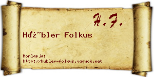 Hübler Folkus névjegykártya